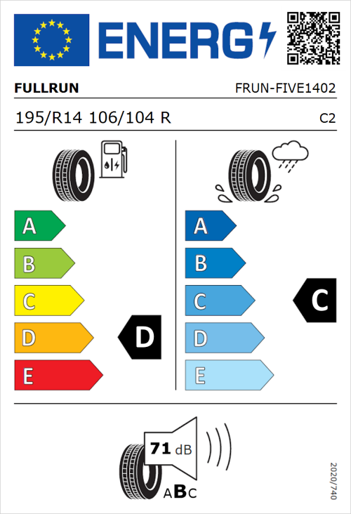 Tyre Label for Fullrun Frun-Five 195/R14 106/104R